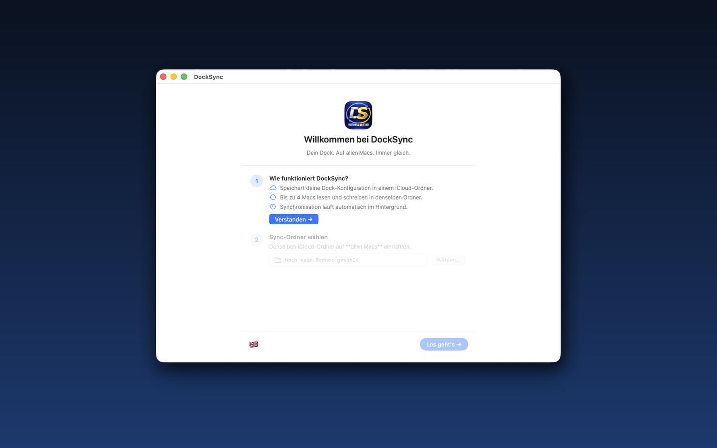 DockSync Onboarding — Schritt 1